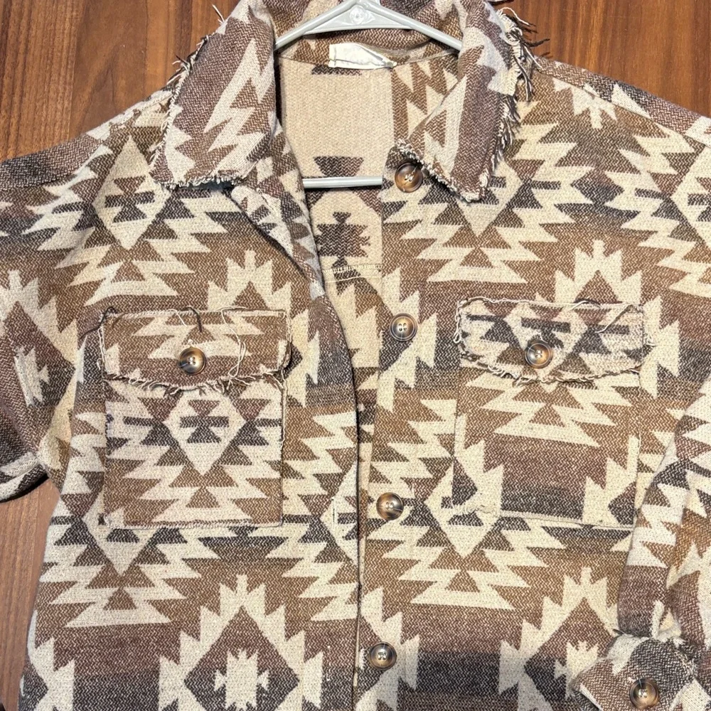 Brown Patterned Jacket/Shacket - Picture 2 of 5